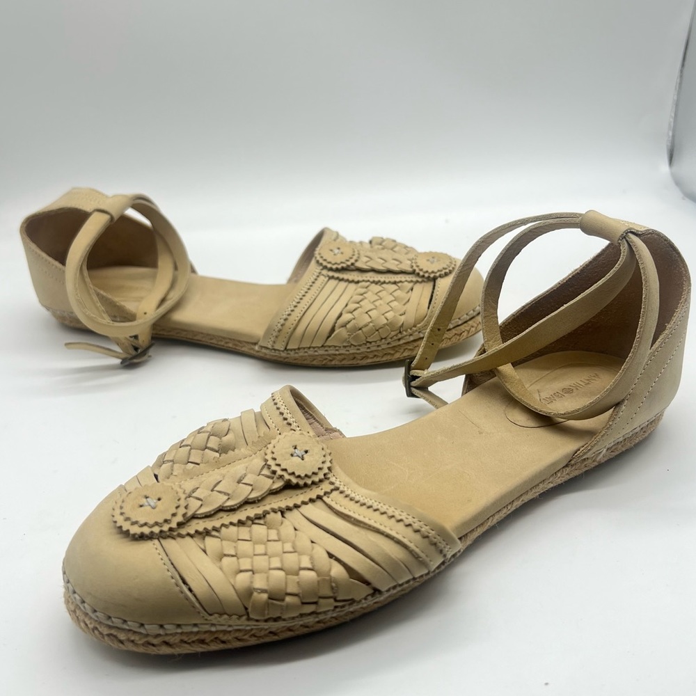 ANTIK BATIK KLARA BEIGE WOVENLEATHER ESPADRILLES FLATS 41 / 10.5 / 10. RUN NARRO